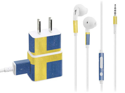 Sweden Flag Distressed Phone Charger Skin